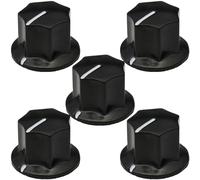 6mm Round Hole Large 7-Sided Fluted Black MF-B Guitar/Pedal Control Knob Pack of 5 (MF-B01)