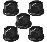 6mm Round Hole Large 7-Sided Fluted Black MF-B Guitar/Pedal Control Knob Pack of 5 (MF-B02)