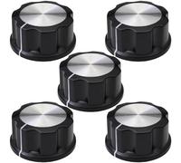 6mm Round Hole Silver Cap Large Black Retro Fluted Control Knob Pack of 5 (MF-A04)