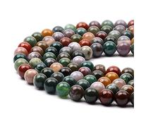 6mm Round Indian Agate Gemstone Beads, 60-65pcs Loose Smooth Healing Power Stone Beads for Bracelet Necklace Jewellery Making and DIY Crafts, 1 Strand 15.5"