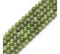 6mm Round Jade Green Gemstone Beads, 60-65pcs Loose Smooth Healing Power Stone Beads for Bracelet Necklace Jewellery Making and DIY Crafts, 1 Strand 15.5"