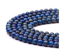 60-65pcs 6mm Lapis Lazuli Beads Natural Round Stone Beads Gemstone Beads Loose Beads Smooth for DIY Bracelet Necklace Jewellery Making, 1 Strand 15.5"