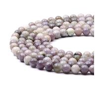 6mm Round Lilac Gemstone Beads, 60-65pcs Loose Smooth Healing Power Stone Beads for Bracelet Necklace Jewellery Making and DIY Crafts, 1 Strand 15.5"