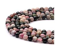 6mm Round Tourmaline Gemstone Beads, 60-65pcs Loose Smooth Healing Power Stone Beads for Bracelet Necklace Jewellery Making and DIY Crafts, 1 Strand 15.5"