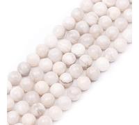 6mm Round White Agate Gemstone Beads, 60-65pcs Loose Smooth Healing Power Stone Beads for Bracelet Necklace Jewellery Making and DIY Crafts, 1 Strand 15.5"