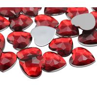 6mm Ruby H103 Flat Back Heart Acrylic Rhinestones Tiny Face Gems Body Jewels Card Making Embelishments - 100 Pieces