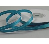 6mm Satin Ribbon with Centre Stitch 2/5/10 Metre Cut from roll (2 Metre, Aqua)