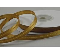 6mm Satin Ribbon with Centre Stitch 2/5/10 Metre Cut from roll (5 Metre, Antique Gold)