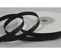 6mm Satin Ribbon with Centre Stitch 2/5/10 Metre Cut from roll (5 Metre, Black)