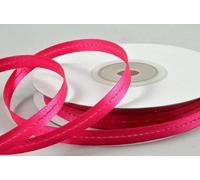 6mm Satin Ribbon with Centre Stitch 2/5/10 Metre Cut from roll (5 Metre, Fuschia)