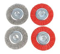 6mm Shank for Pavement Stone Wire Concrete Industrial Electric Circular - Cleaning Drill Plus Brush Gadget with 100mm Diameter Nylon Metal for Cup Brush Set Abrasive (2X Metal 2X Nylon Brushes)