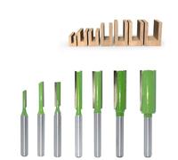 6mm Shank Single & Double Flute Straight Router Bit Set - 7 Pc Carbide Cutter for Grooving & Slotting