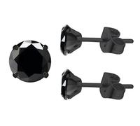 6mm Silver 5A Black Obsidian Hypoallergenic Quartz Stone Surgical 316L Stainless Steel, Tragus Cartilage Sleeper Earrings,Earring Stud Gift Box,Men Women (Black, 4mm)