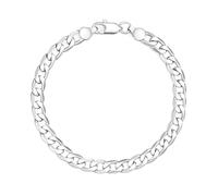 6mm Silver Curb Chain Bracelet, 8-Inch, 13g, Silver Plated - Bling King London