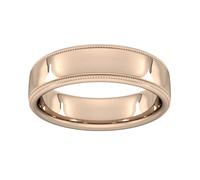 6mm Slight Court Extra Heavy Milgrain Edge Wedding Ring In 18 Carat Rose Gold - Ring Size P