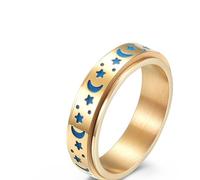 6Mm Stars And Moon Stainless Steel Rotatable Glow-In-The-Dark Ring