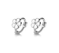 6mm Tiny Cute Flower Hoop Sterling Silver Mini Small Cartilage Hoop Earrings for Women Girls Teens Hypoallergenic Dainty White Enameled Daisy Flowers 18g Piercing Huggie Hoops