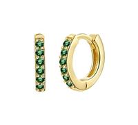 6MM Tiny Small Gold Hoop Earrings With Green Cubic Zircon Hoops - Gold Plated, Hypoallergenic Cartilage Earrings - 2PCS