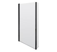 Balterley 795 x 1490mm L-Shaped Bath Shower Screen, Shower Screens for Baths with Fixed Return Panel, 6mm Toughened Safety Bath Door Screen, 180° Pivot Reversible Door Screens (Black)