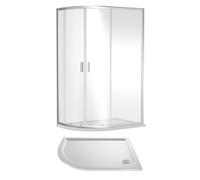 6mm Toughened Safety Glass Light Hand Offset Quadrant Shower Enclosure and Resin Shower Tray - 1200 x 900 x 1900mm - Chrome Frame - White Tray