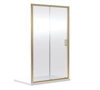 6mm Toughened Safety Glass Reversible Sliding Shower Door - 1200mm - Brushed Brass