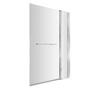 6mm Toughened Safety Glass Reversible Straight Shower Bath Screen with Fixed Panel and Rail - Chrome