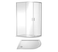 6mm Toughened Safety Glass Right Hand Offset Quadrant Shower Enclosure and Resin Shower Tray - 1200 x 900 x 1900mm - Chrome Frame - White Tray