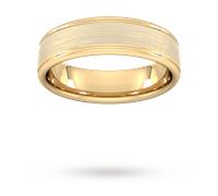 6mm Traditional Court Heavy Matt Centre With Grooves Wedding Ring In 18 Carat Yellow Gold - Ring Size S