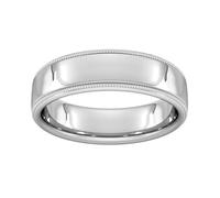 6mm Traditional Court Heavy Milgrain Edge Wedding Ring In 950 Palladium - Ring Size S