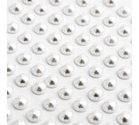 6mm White Round Shaped Pearl Resin Self Adhesive Diamante Rhinestone Gem Craft Stickers - 100 per Sheet