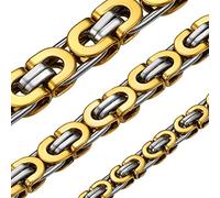 6MM Wide Byzantine Biker Urban Heavy Chain Necklace for Men and Women for Teen Boy Silver Gold Two Tone Stainless Steel 20 Inch