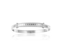 6MM Wide Heart Pattern/Design Expanding/Expandable/Adjustable Bangle Bracelet for Baby/Child/Children/Women - 925 Sterling Silver - Size: BABY (Medium)