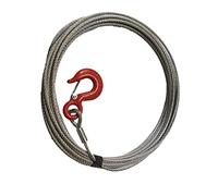 6mm Wire Rope Hand Winch Cable 15mtrs With 0.75T Eye Hook - Boat - Trailer Winch - Galvanised Wire Rope Wwith Hook
