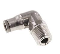 6mm x 1/4'' NPT 90deg Elbow Push-in Fitting with Male Threads Stainless Steel FKM Rotatable
