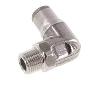 6mm x 1/8'' NPT 90deg Elbow Push-in Fitting with Male Threads Stainless Steel FKM Rotatable