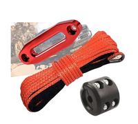 6mm X 15m 7700LBS Synthetic Winch Fiber Rope With Rope Guide 125mm+Cable Hook Stopper For ATV UTV SUV With High Visibility(Orange)
