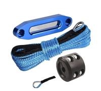 6mm X 15m 7700LBS Synthetic Winch Fiber Rope With Rope Guide 125mm+Cable Hook Stopper For ATV UTV SUV With High Visibility(Blue)