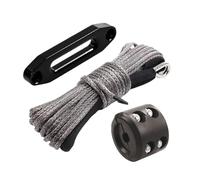6mm X 15m 7700LBS Synthetic Winch Fiber Rope With Rope Guide 125mm+Cable Hook Stopper For ATV UTV SUV With High Visibility(Grey)