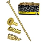 6mm x 180mm (Box of 100) Yellow Hardened Carpenter Screws Countersunk Torx Head For Wood Timber Construction High Performance for Sleepers Trade Pack TX30 J10 - J13A 6x180_100
