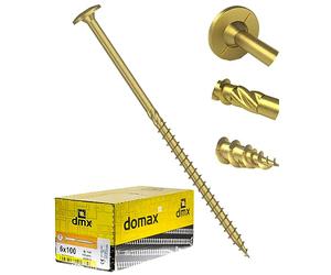 6mm x 180mm (Pack of 100) Yellow Hardened Wafer Head Torx Wood Timber Construction Screw High Performacne Carpenter Screws