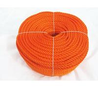 6MM x 220 Metre Coil, Orange, 3 Strand Polyethylene PE Rope - Marine / Boat / Yacht