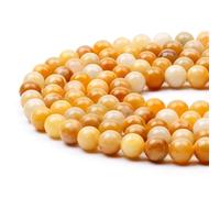 6mm Yellow Aventurine Round Gemstone Beads, 60-65pcs Loose Smooth Healing Power Stone Beads for Bracelet Necklace Jewellery Making and DIY Crafts, 1 Strand 15.5"