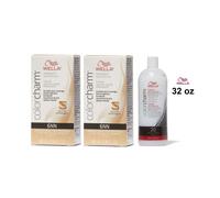 (6NN(2)+Dev(Vol.20)32oz) Wella 6NN Intense Dark Blonde Color Charm Permanent Liquid Haircolor