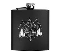 6oz (170ml) 'Ski Lift Mountains' Pocket Hip Flask (HP00010401)