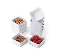 6OZ 3.5 Inch Porcelain White Ramekins,Set of 10 Dipping Dishes White Dessert Bowls Square Ramekin Mini Dipping Bowls for Baking, Appetizer, Dipping Sauce Dish, Souffle, Creme Brulee