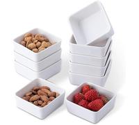 6OZ 3.5 Inch Porcelain White Ramekins,Set of 10 Square Ramekin Small Dipping Bowls for Baking,Dessert Bowls Appetizer Bowls Dipping Sauce Dish,Souffle, Creme Brulee