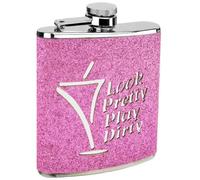 6oz Glitter Hip Flask - Stainless Steel Pocket Liquor Flask for Women & Men - Leakproof, Stylish, and Durable - Ideal for Gifts, Weddings, Birthdays, Parties (Pink Glitter Look Pretty)