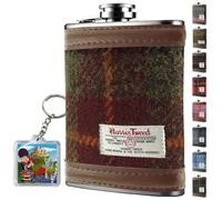 6oz Harris Tweed Hip Flask - Stainless Steel Tartan Liquor Hip flasks for Men - Leak Proof - Pocket Friendly - Gift Box Christmas - Liquor, Whisky, Rum (Rust Check Tartan)