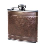 6oz Hip Flask Stainless Steel Leather Effect Excellent Quality Prime Homewares® (Brown Leather Effect)