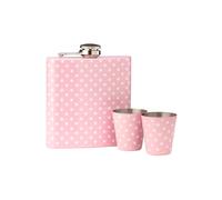 6oz Pink Spotty Hip Flask Vintage Polka Dot Design Stainless Steel Spirit Flask